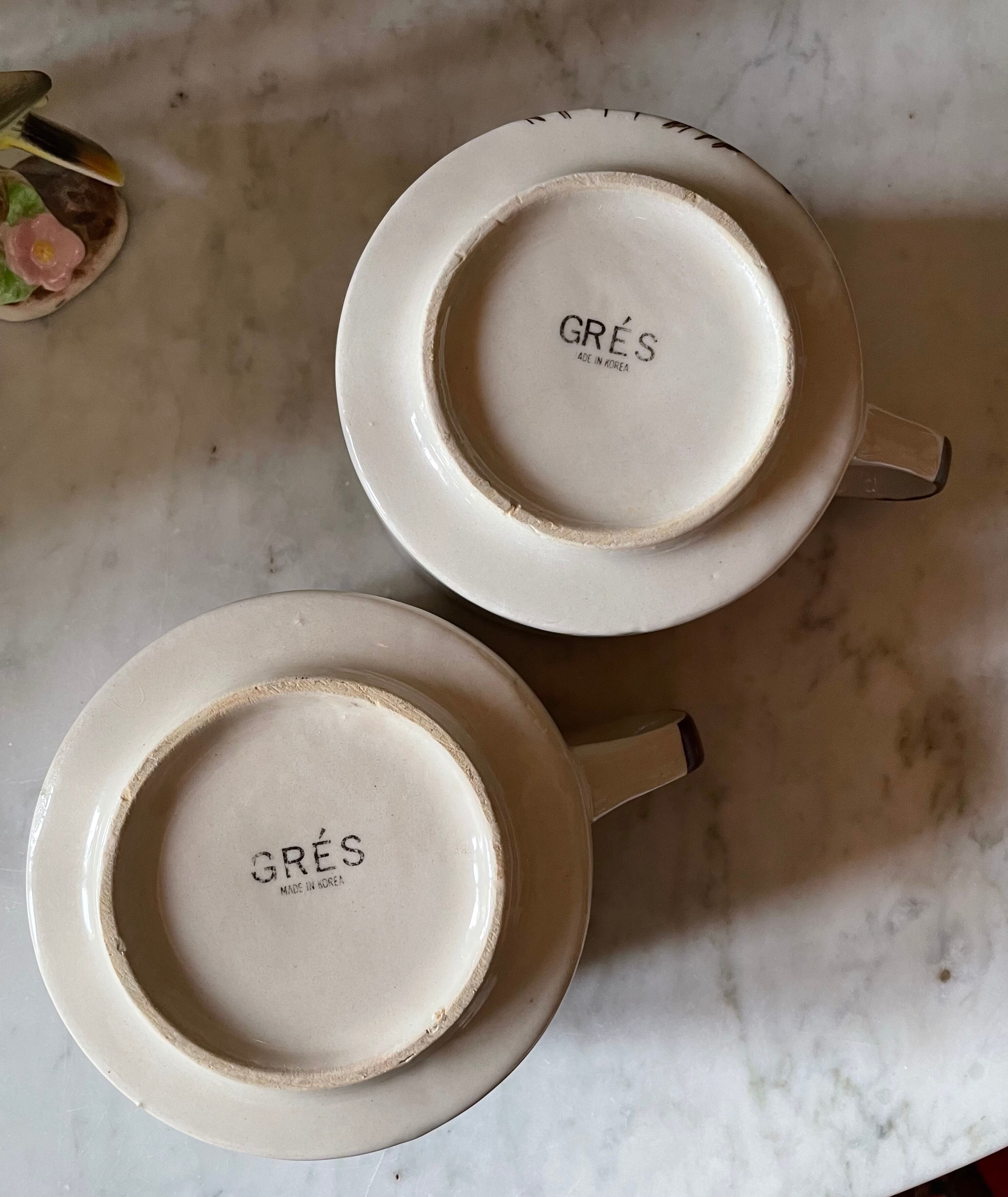 Vintage stoneware lunch cups