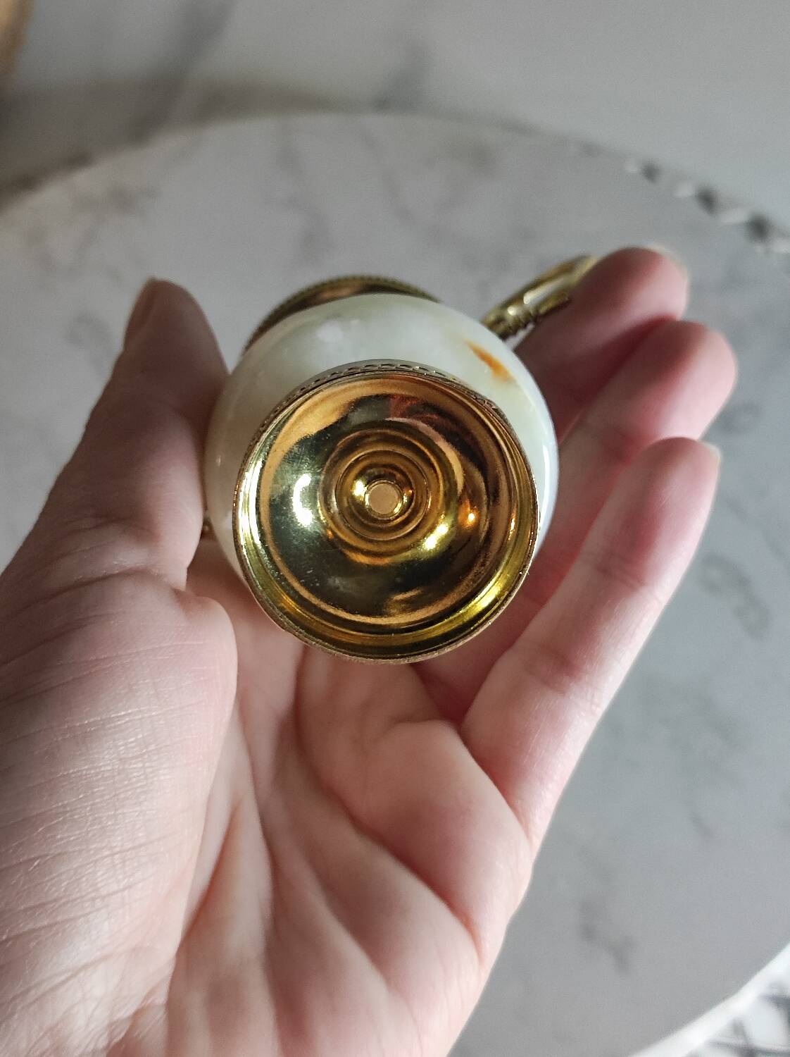 Small brass and alabaster vase