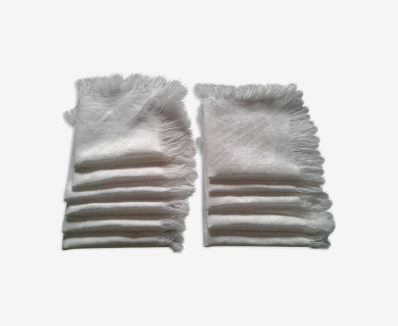 Set de 11 serviettes à thé tissus damassé lin soie