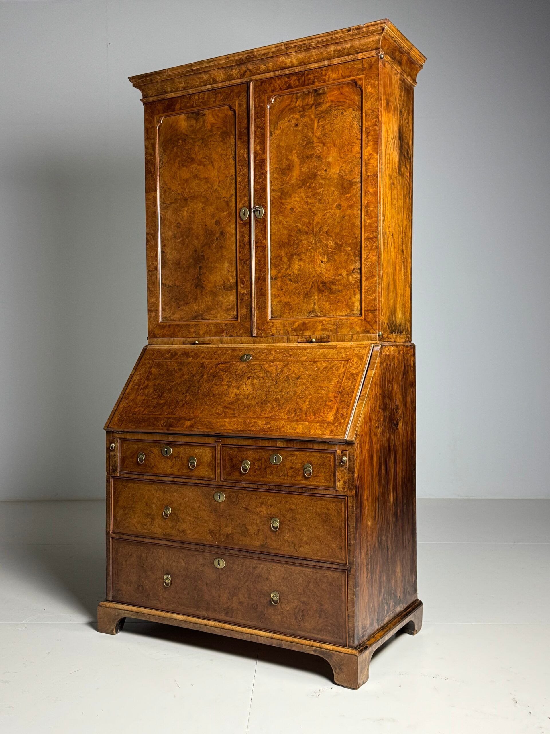 Burr walnut bureau bookcase 19th century