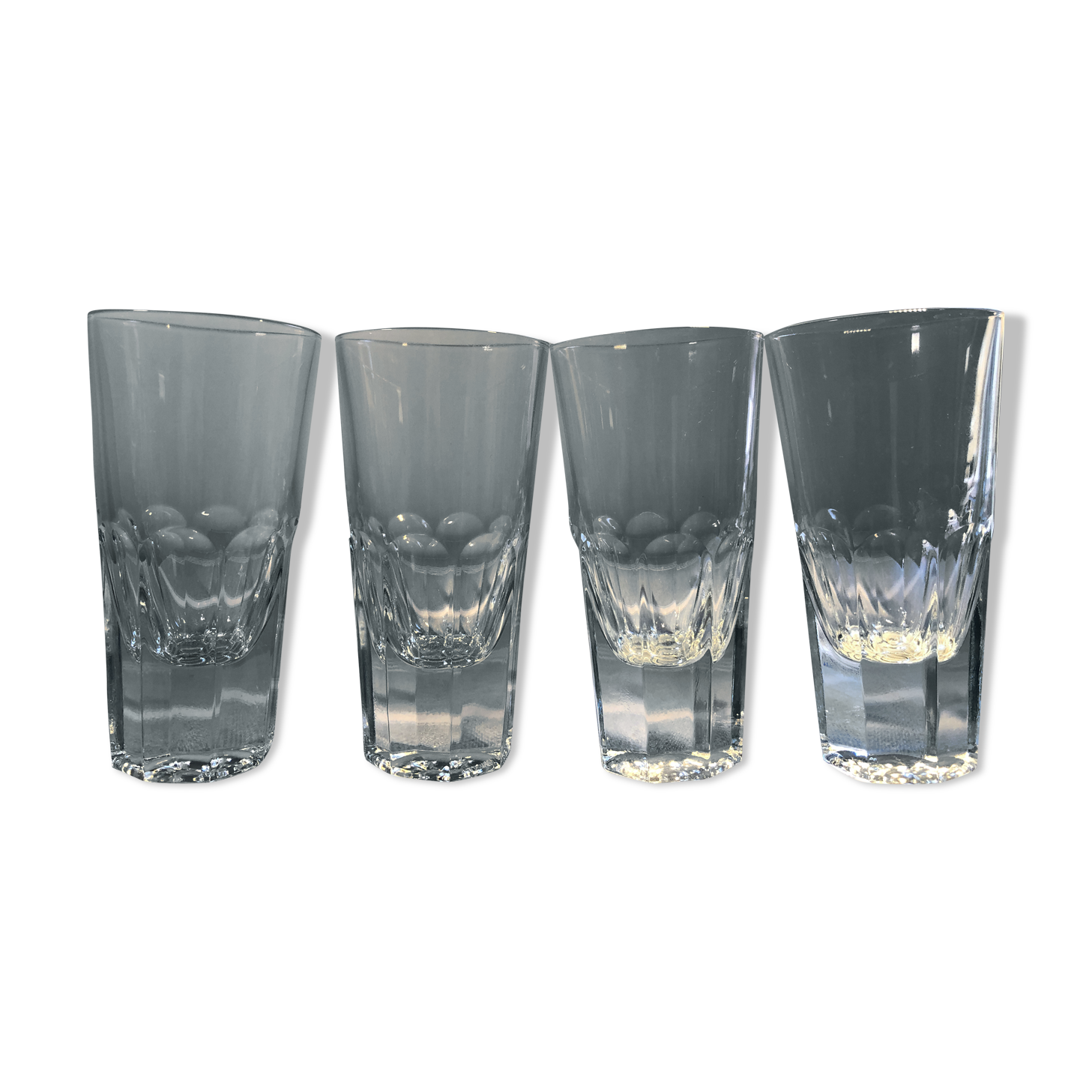 4 vintage cut glass aperitif glasses