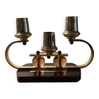 Bougeoir Art Deco bois et laiton