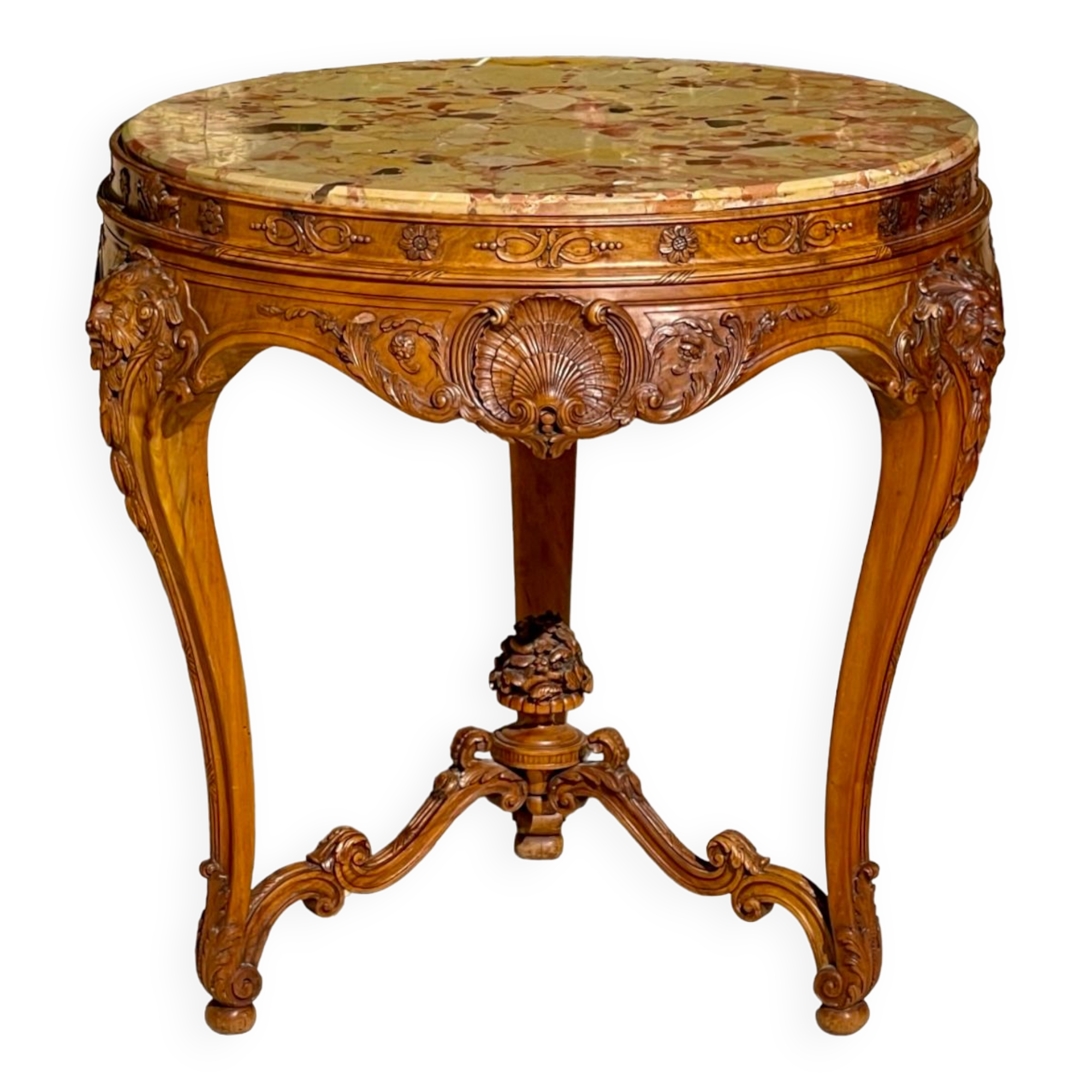 Louis XV Style Walnut Pedestal Table