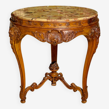 Walnut pedestal table Louis XV style