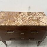 Art Deco chest of drawers with cut sides in mahogany veneer, 20th century