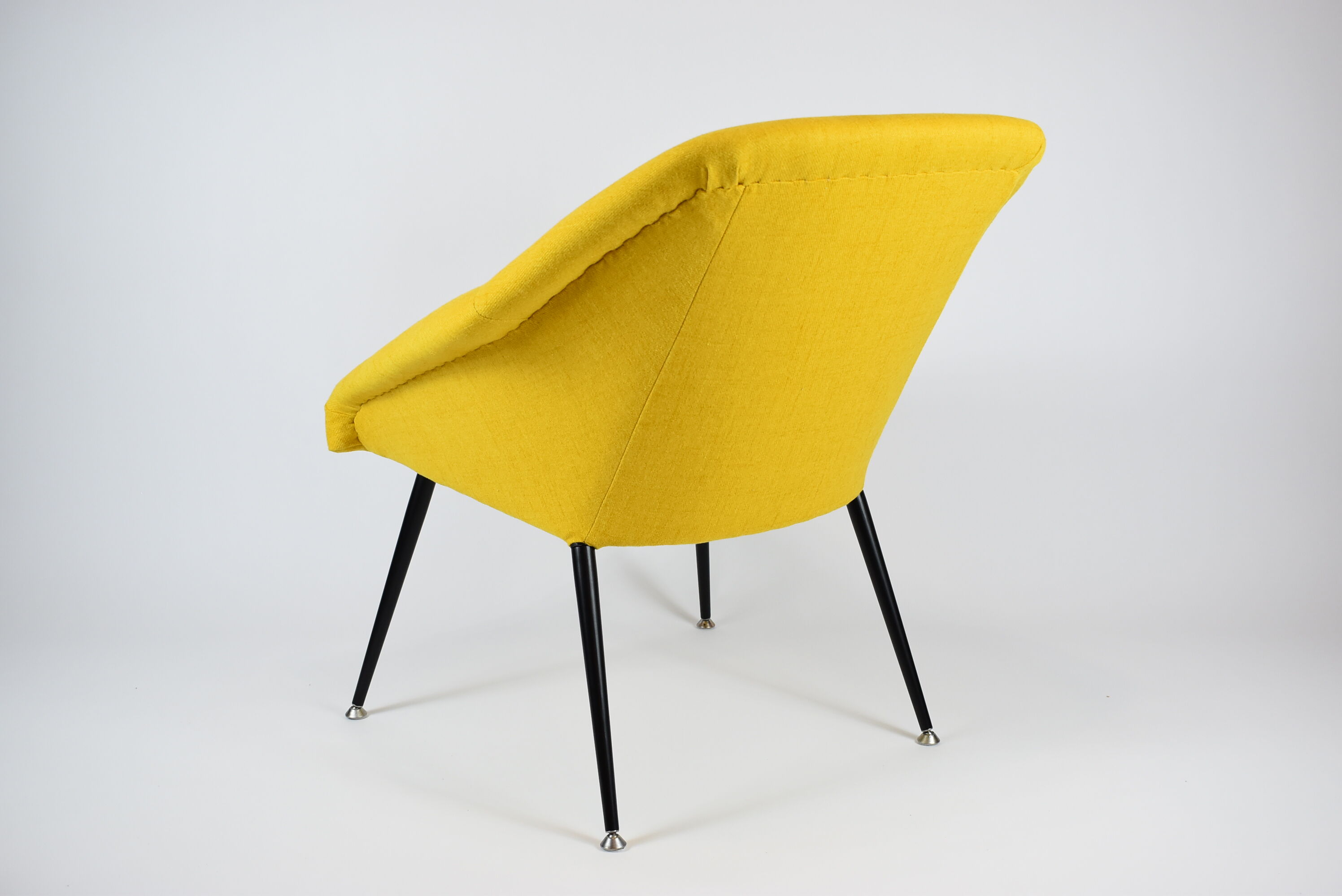 Vintage polish armchair shell, fully renovated, 1960s, fabric, chrome