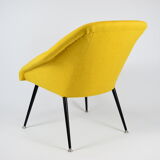 Vintage polish armchair shell, fully renovated, 1960s, fabric, chrome