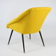 Vintage polish armchair shell, fully renovated, 1960s, fabric, chrome