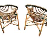 Pair of rattan basket armchairs