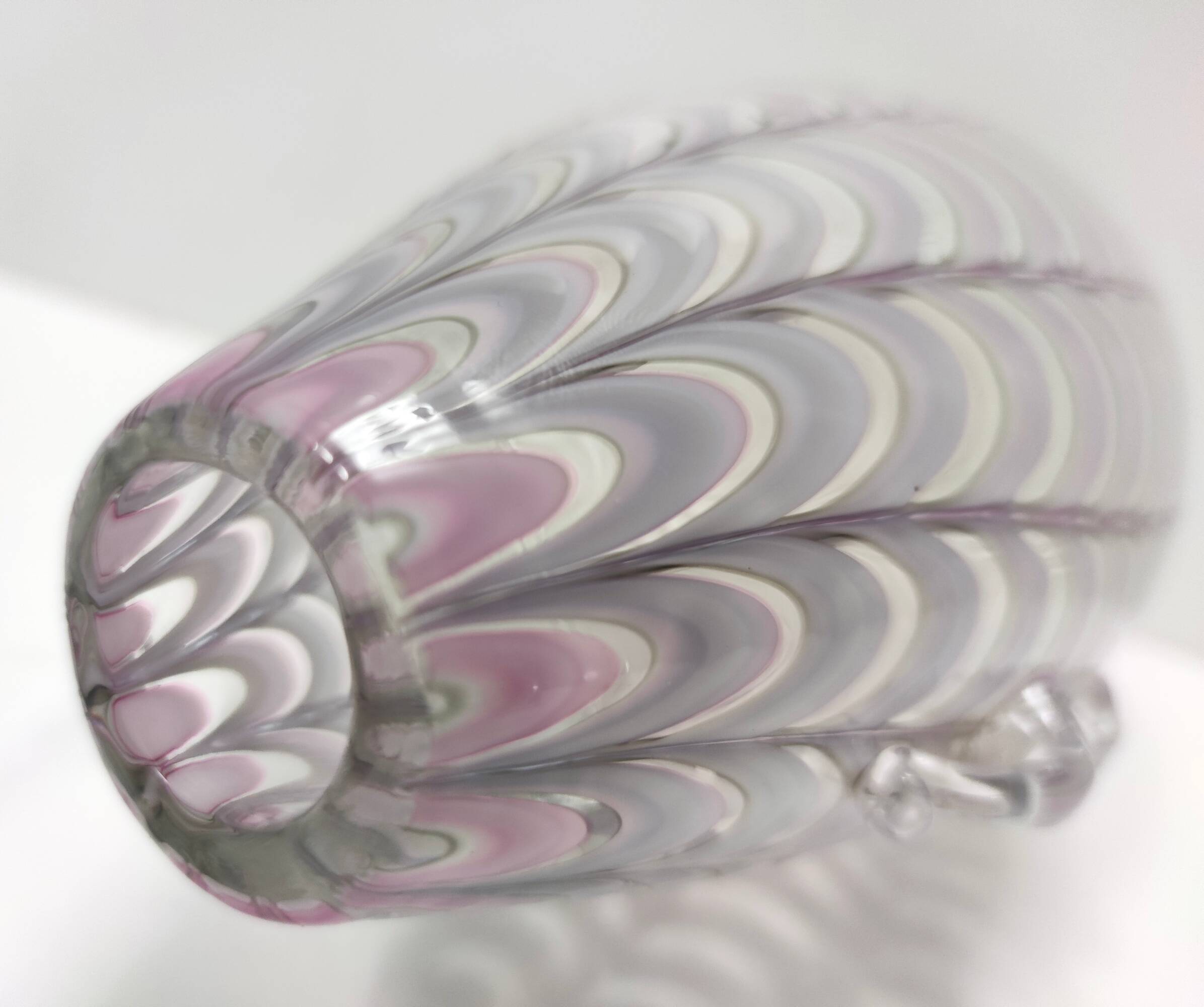 Lilac and Transparent Murano Glass Vase by Alberto Donà, Italy