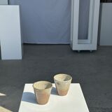 Set of 2 cups in Indonesian ceramic (brown & speckled glazed matte)