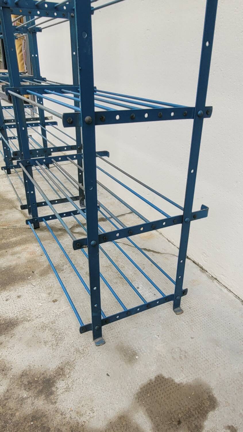 Set of 3 Rigidex iron storage locker shelves 1950s