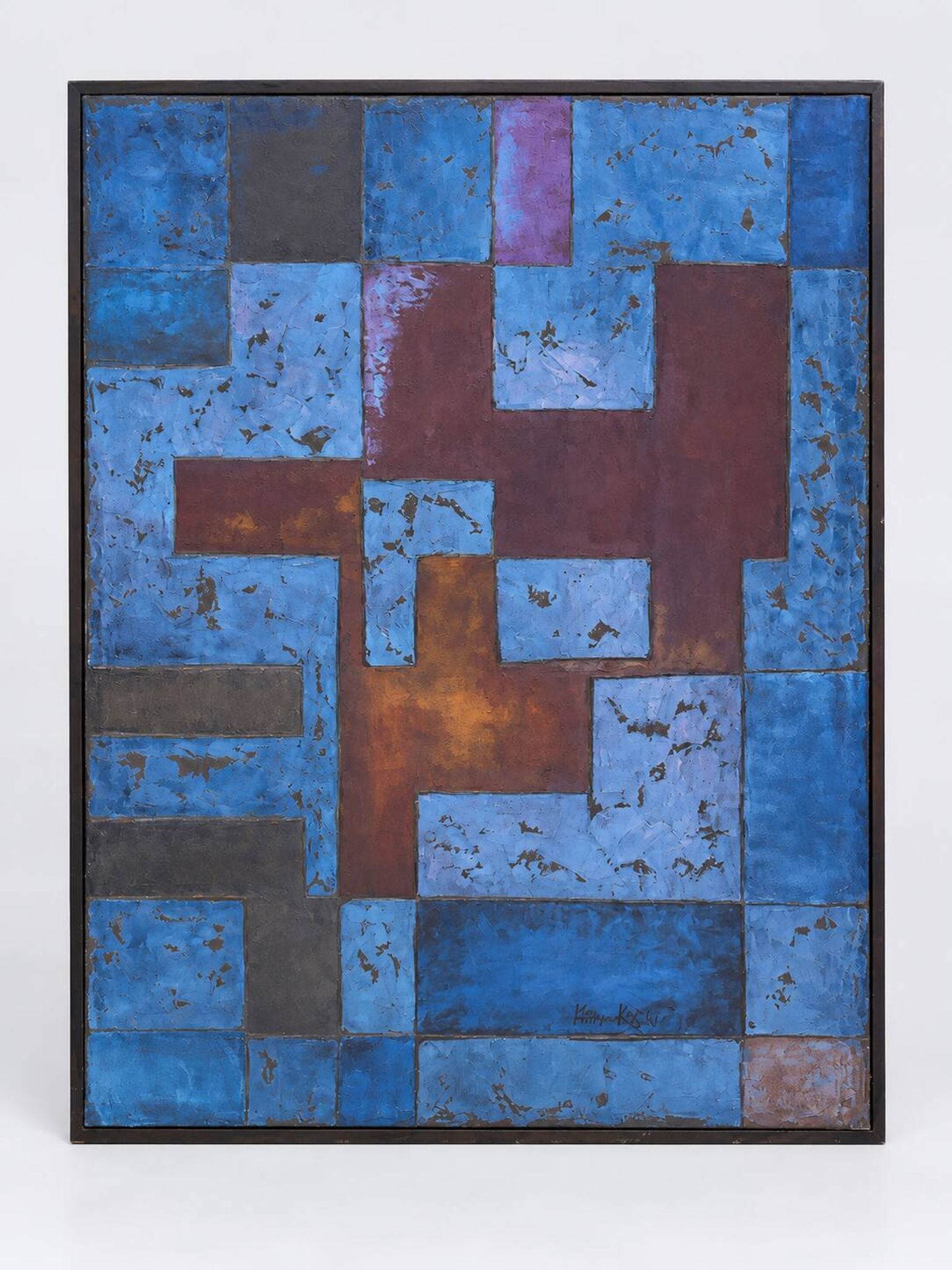 Tableau abstrait géométrique signé Katia Korzin Peinture sur toile