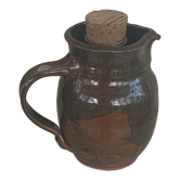 Carafe rafraîchissoir en céramique émaillée et bouchon en liège vintage