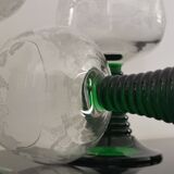 4 old Alsatian Roemer wine glasses decorated with vines