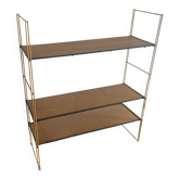 Vintage 1960 String wall shelf in gold wood - 60 x 50 cm