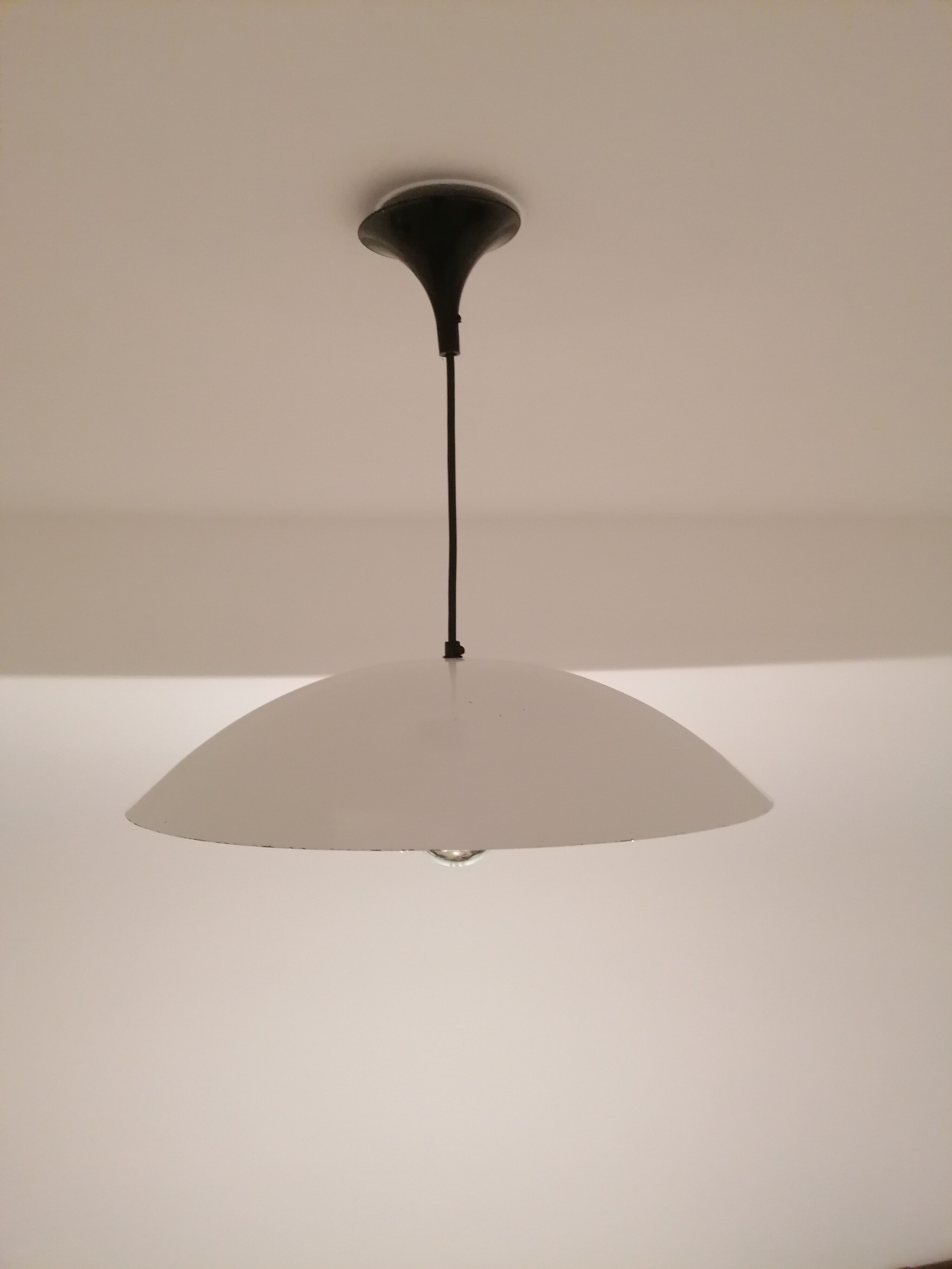 Suspension Lita - white tole - 45 cm - industrial type - 1960's