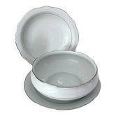 3 round white porcelain plates