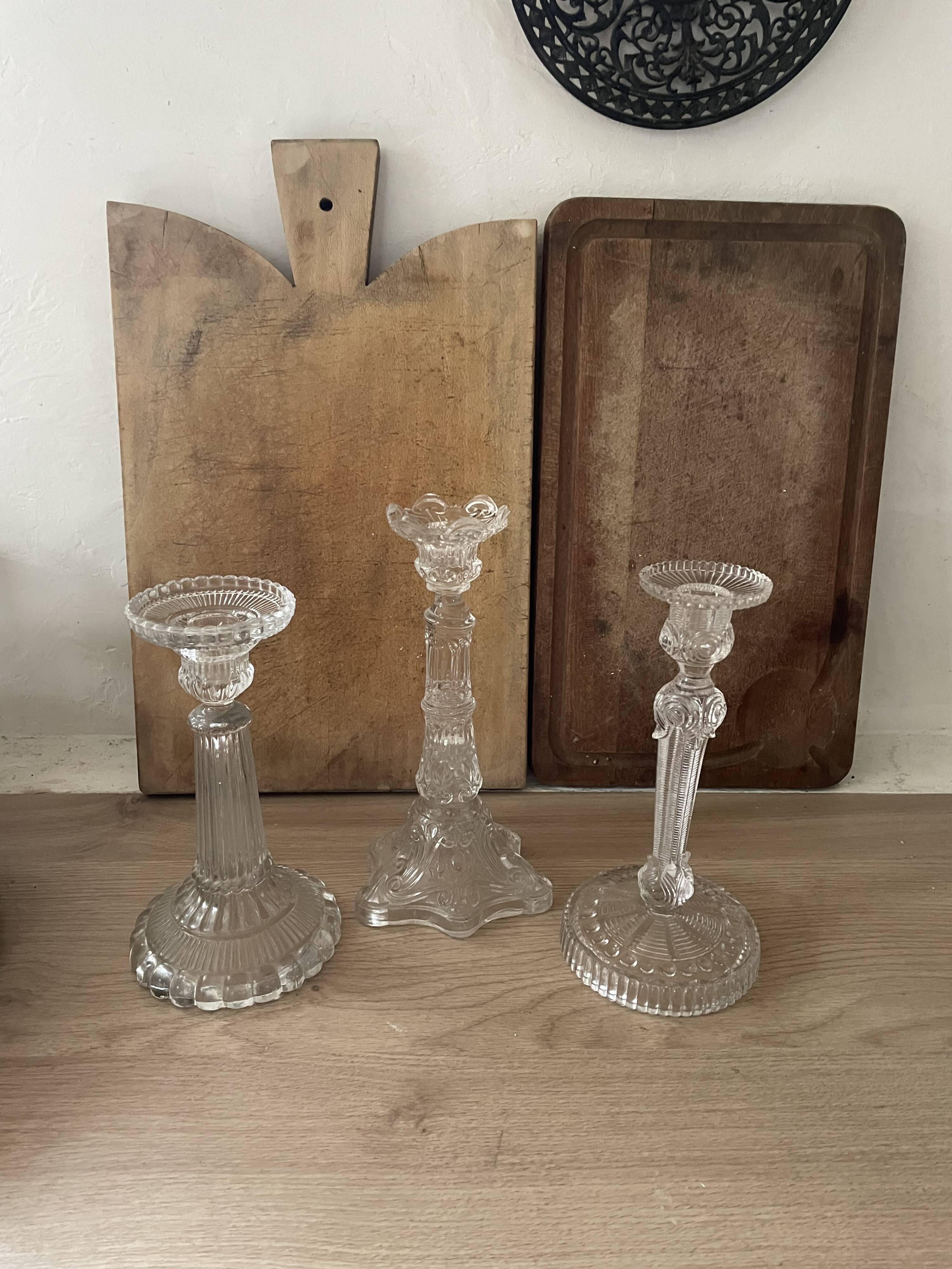 Lot of vintage glass candlesticks