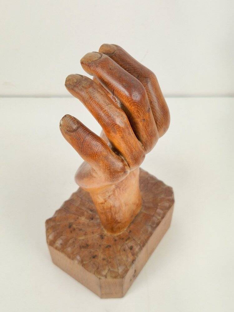 Brutalist Arts and Crafts Sculpture Wooden Hand, 1950s