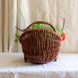 Large old basket in real chestnut