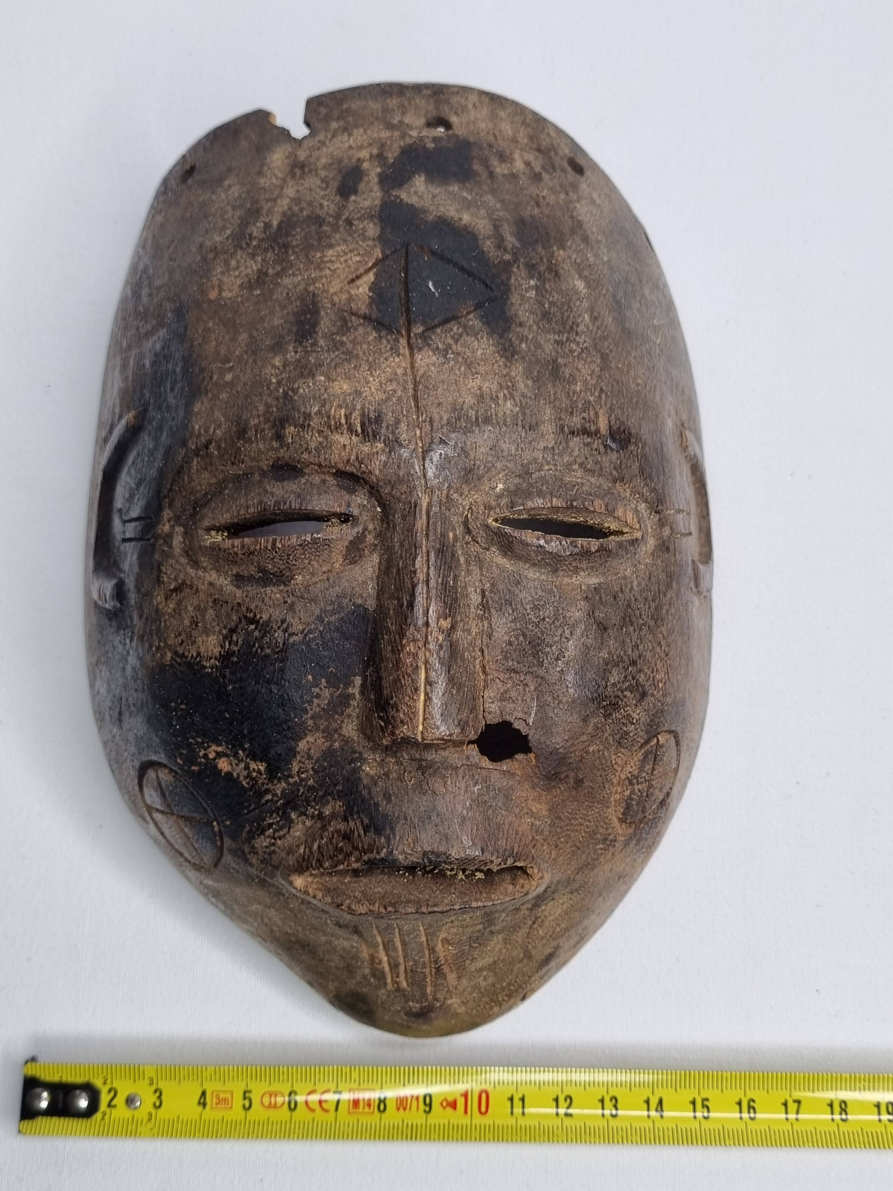 Antique carved wooden tribal mask, early-mid 20th century