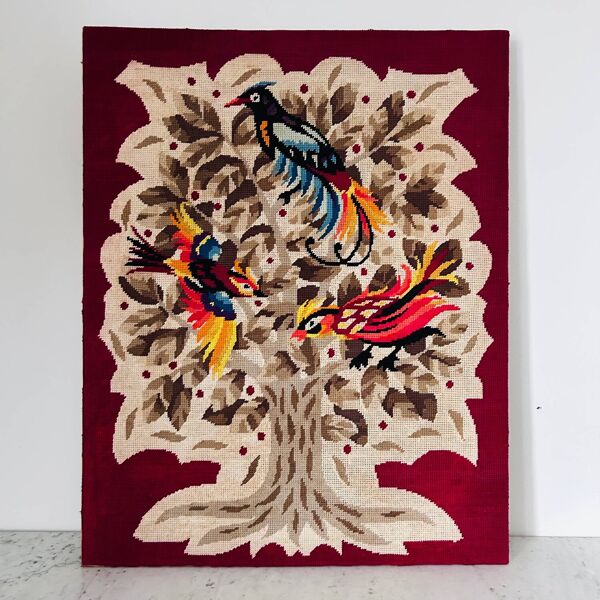 Canevas tapisserie L’arbre aux 3 oiseaux de paradis