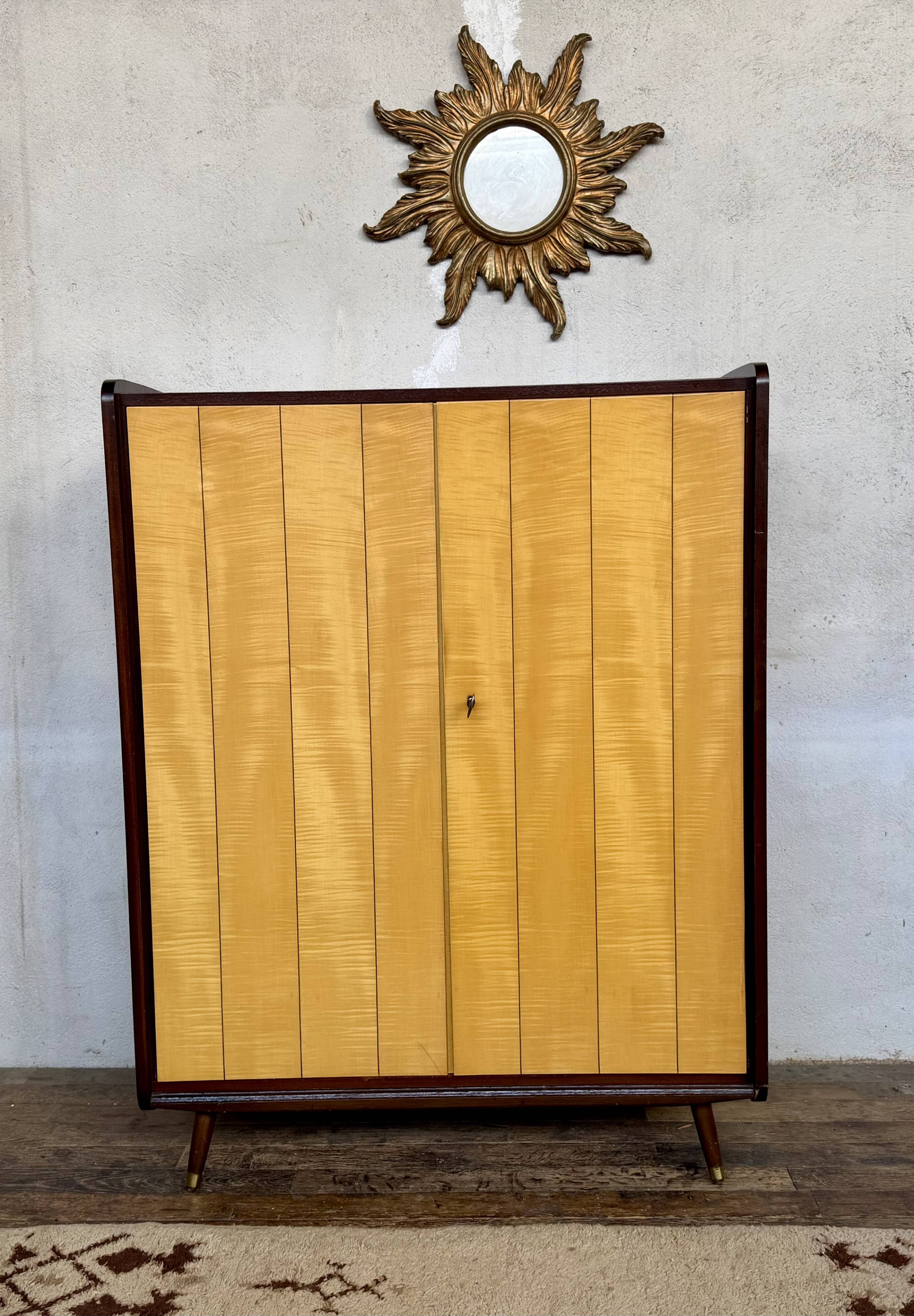 Vintage two-tone wardrobe – Tapered legs – 1960s Scandinavian style