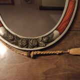Silver Art Deco mirror with pompoms 32x54cm