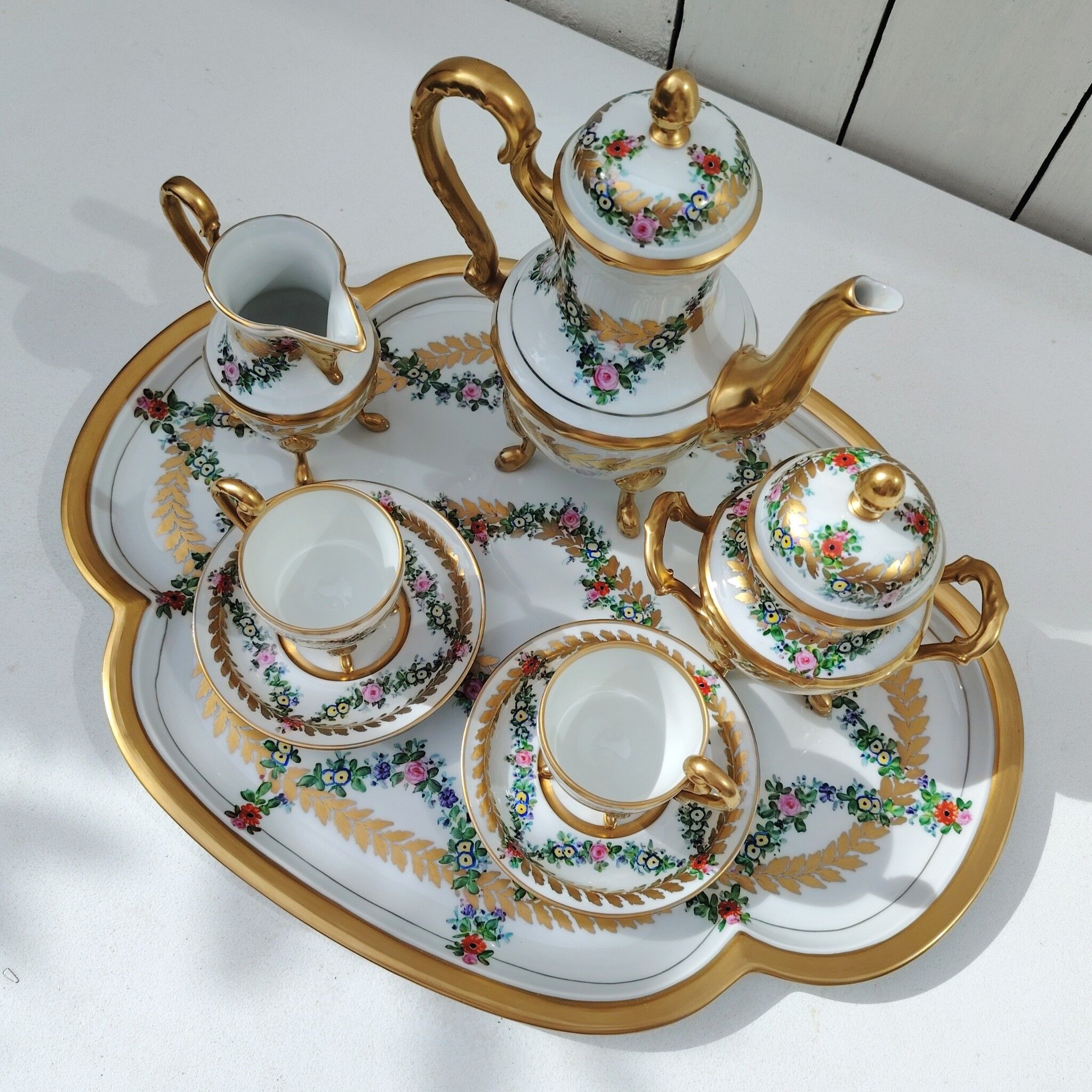 Coffee service for two, Limoges porcelain, complete