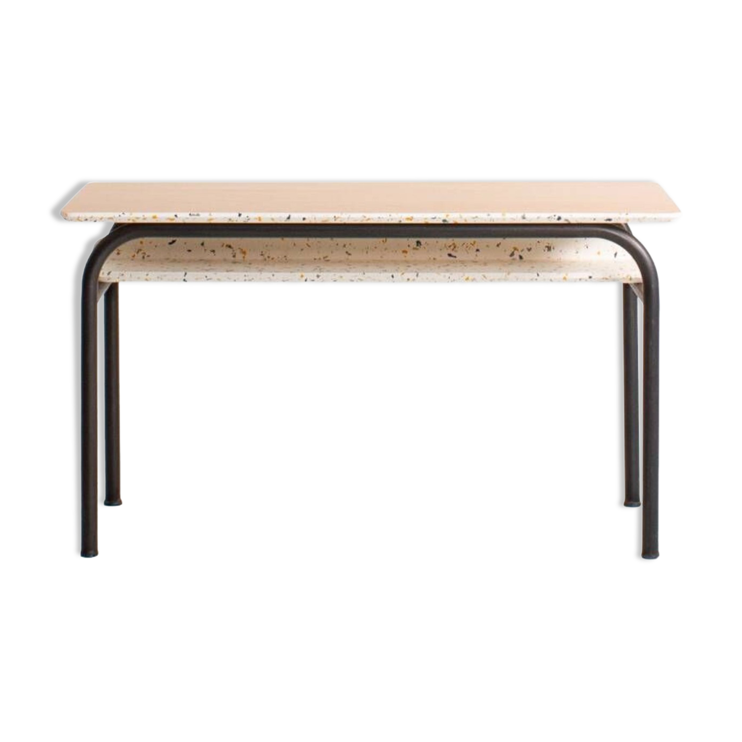 Children's metal desk completely redesigned with terrazzo imitation and a beech top