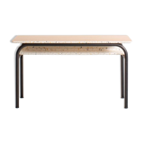 Children's metal desk completely redesigned with terrazzo imitation and a beech top
