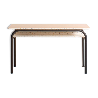 Completely redesigned metal children's desk with terrazzo imitation and beech top