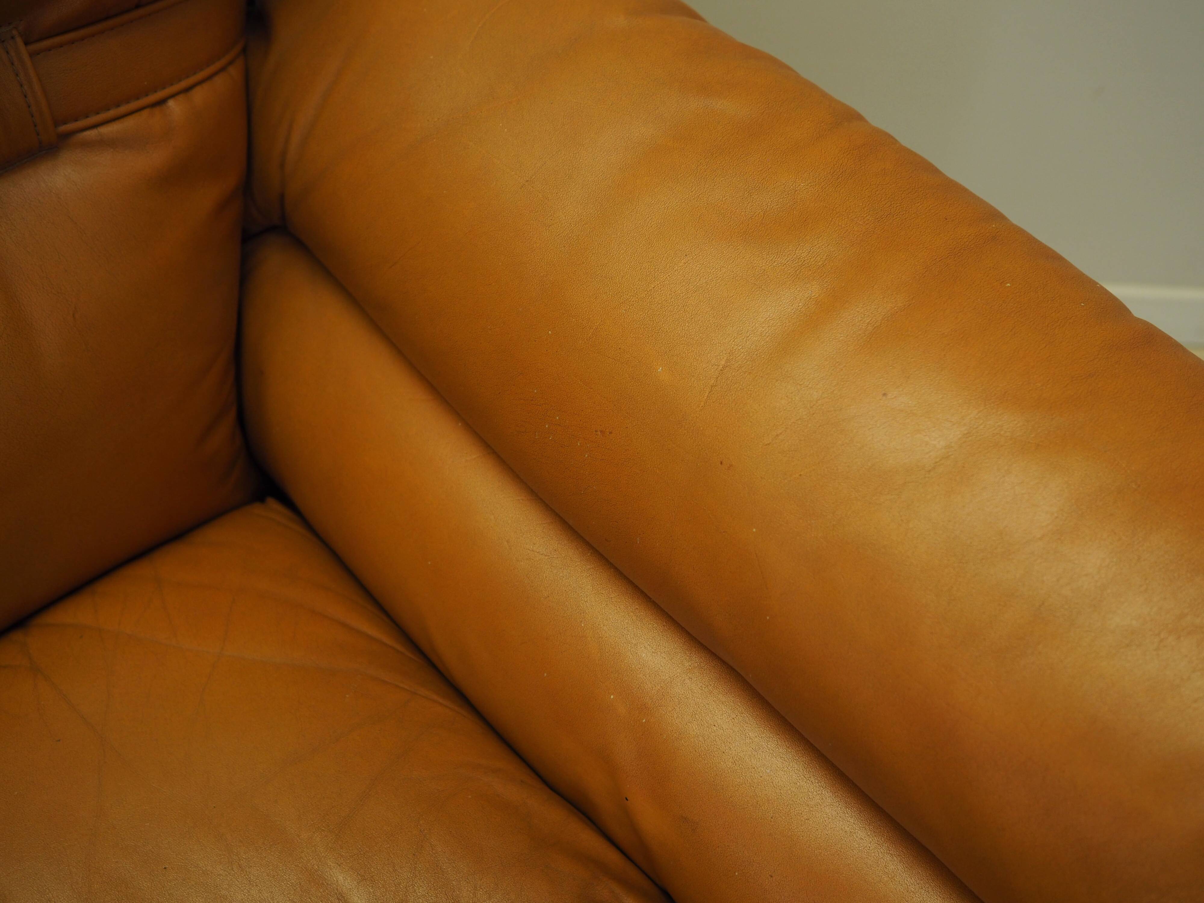 Orange leather sofa, Space Age design, 1960s, production: Italy