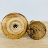 Pair of wooden candle holders