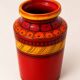Red vase with engraved decoration, Aldo Londi for Bitossi, Italy, 1960s–1970s.