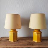 Pair of yellow ceramic lamps, 1980