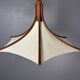 Teak And Linen Umbrella Counter Balance Pendant By Domus, 1970s