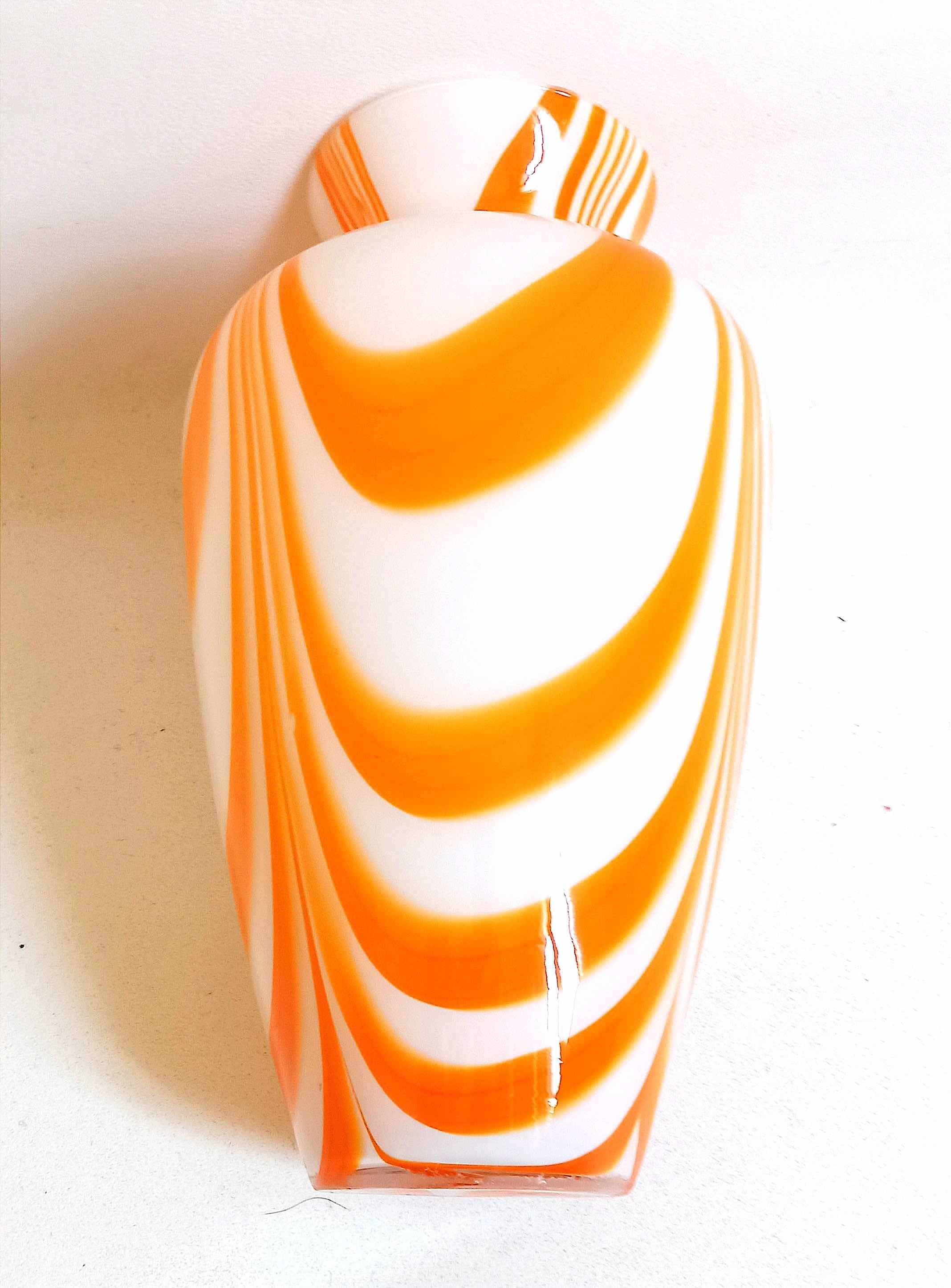 Orange Murano vase by Carlo Moretti 1970s Height 36 cm