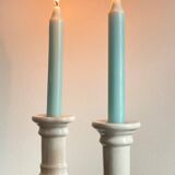 Pair of white ceramic candle holders