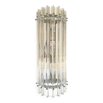 Contemporary Trasparent Triedro Murano Glass Wall Sconce