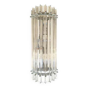 Contemporary Trasparent Triedro Murano Glass Wall Sconce