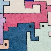 Tapis géométrique animaux/Tetris, vintage 