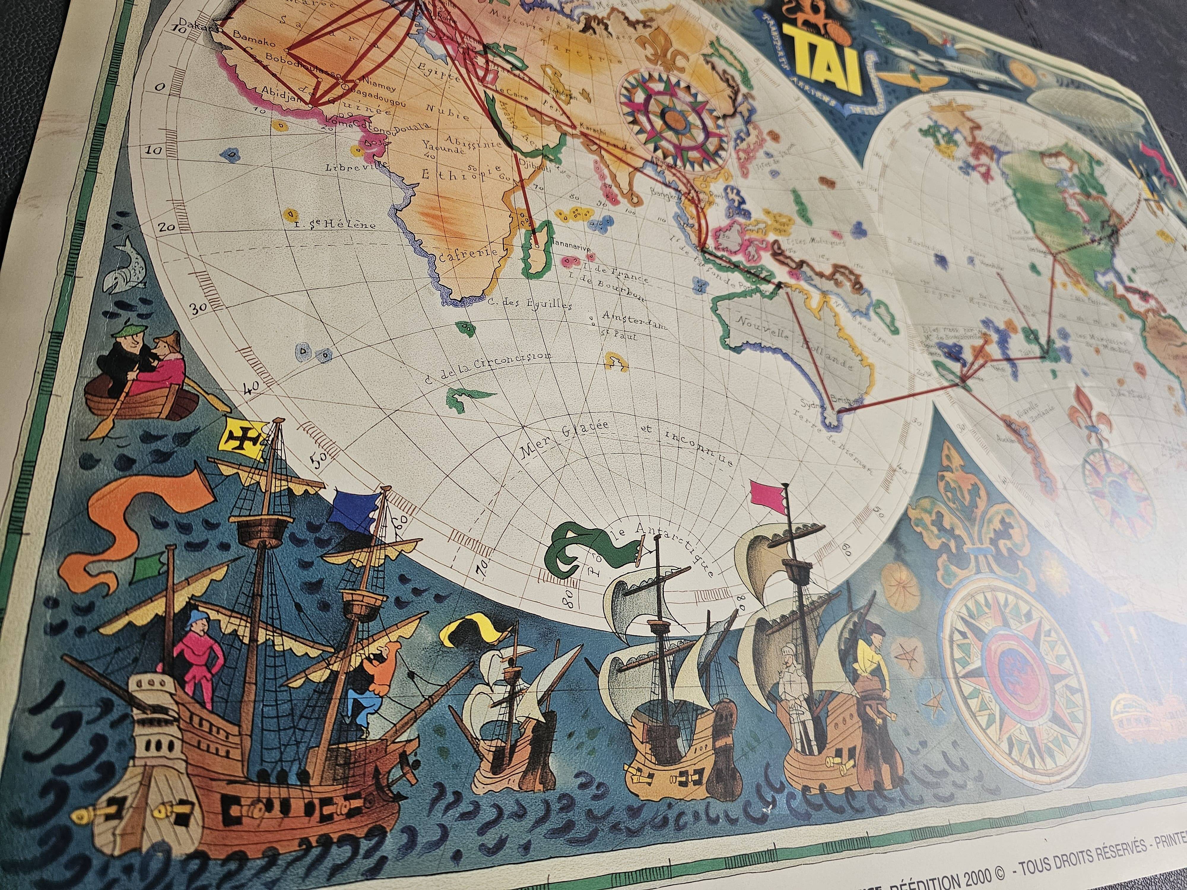 Air france poster - tai - planisphere map