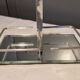 Baccarat 7 crystal liqueur glasses signed Model Harcourt on a stand.