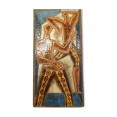 Lava enamelled ceramic painting Vintage Africanist 1950 signed Jaffeux