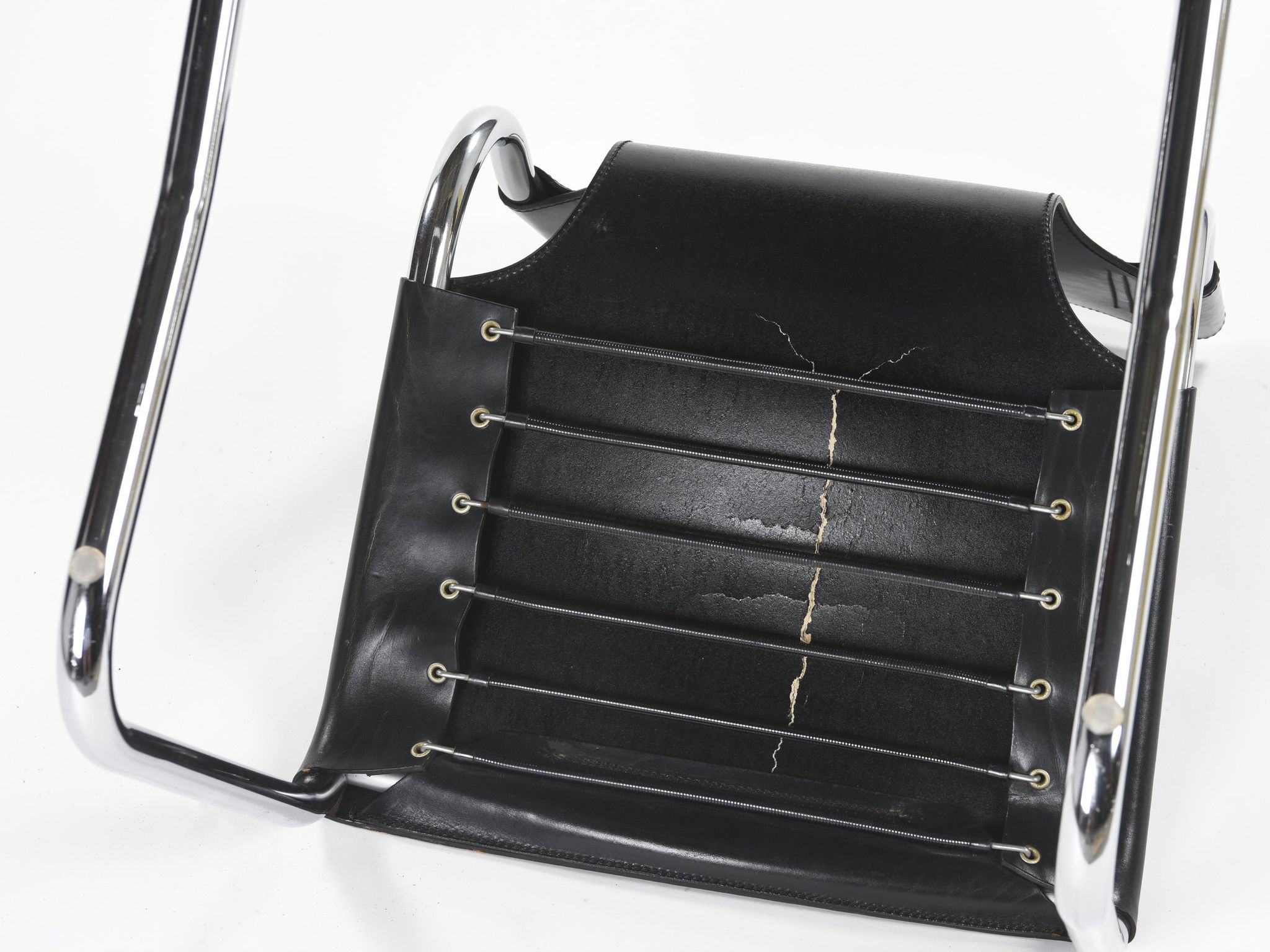 Chaises en cuir noires par Carlo Bartoli