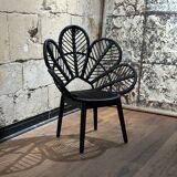 Chandra flower armchair in wicker and black bamboo