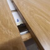 Danish ensemble transformable table 114 cm / 154 + 4 modernist chairs from the 1970s