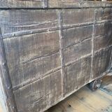 Large Indian chest on wheels early 20th century